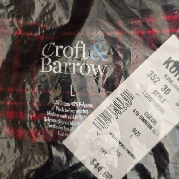 Mens Flannel Red and Black Plaid Pajama Sleep Set Long Sleeve Large JJ1036 - Picture 4 of 6